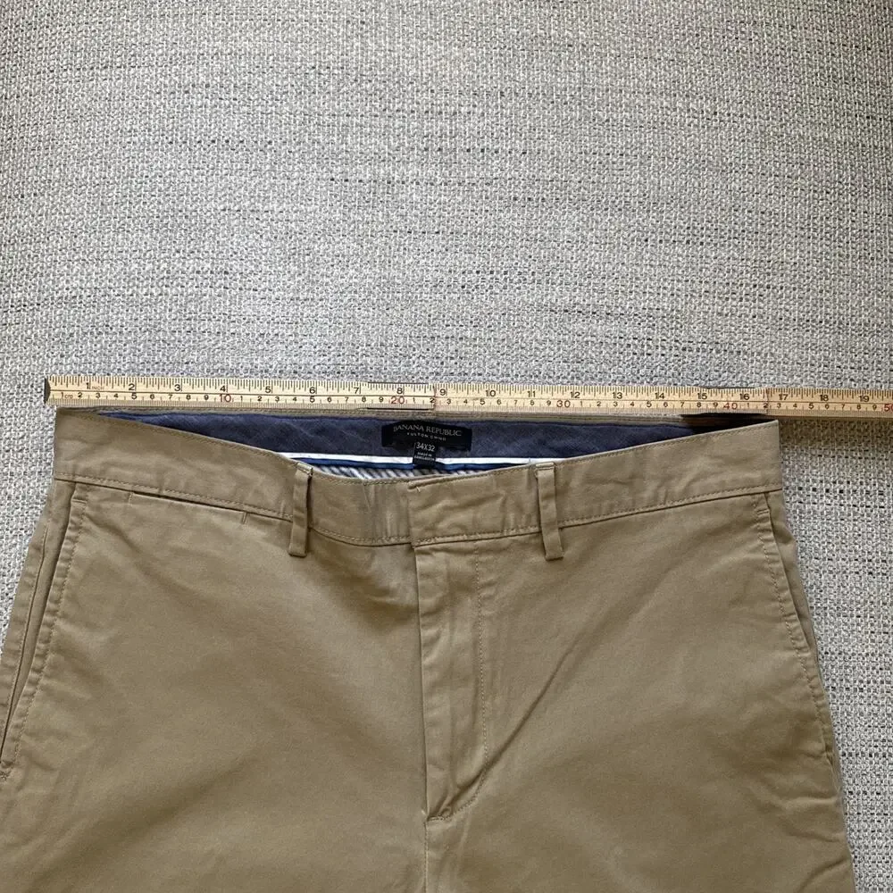 Banana Republic Fulton Chino Pants 34x32 Khaki Tan Skinny Fit Cotton Stretch